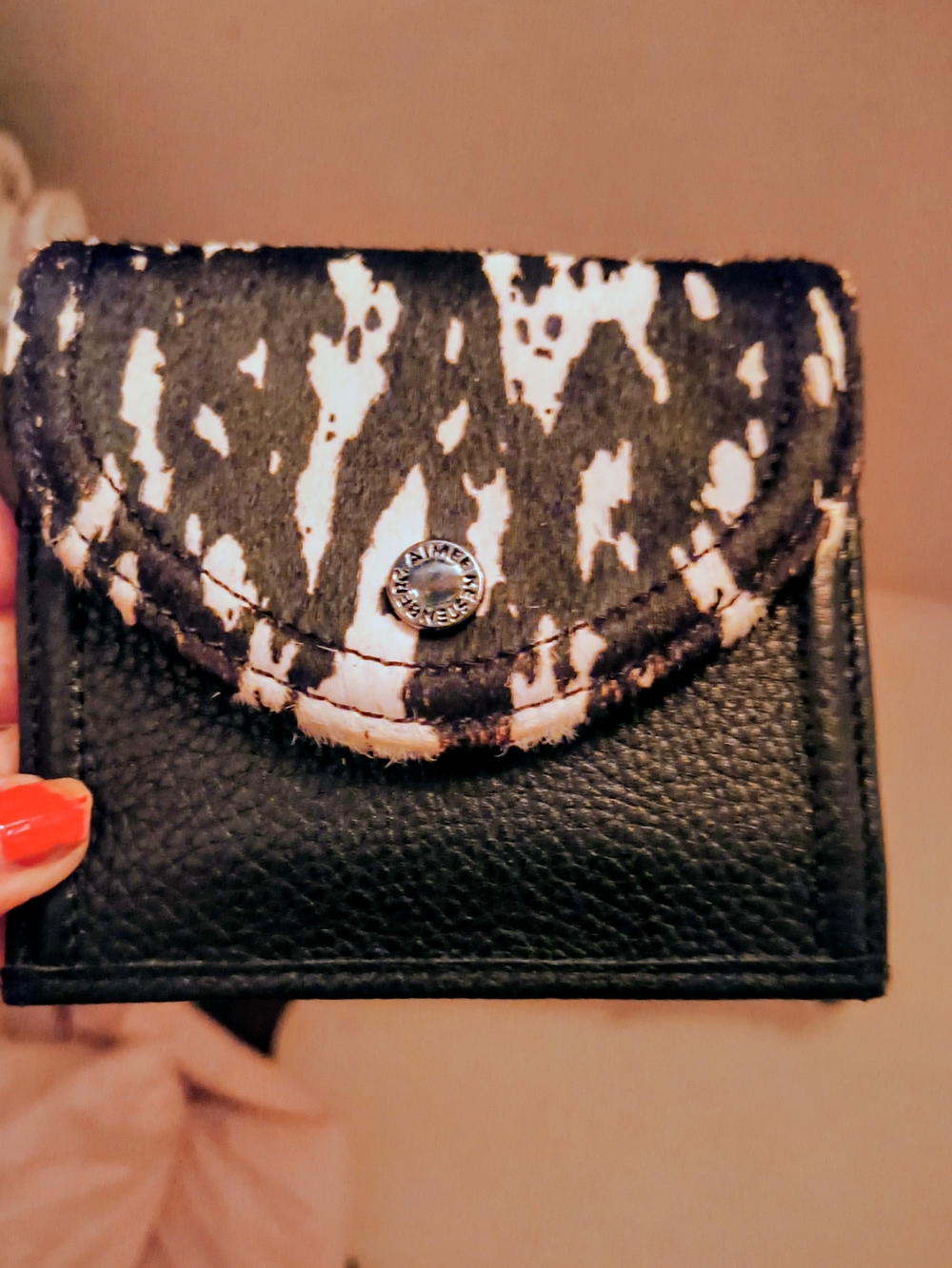 Black and White Cowhide Accent Women's Wallet